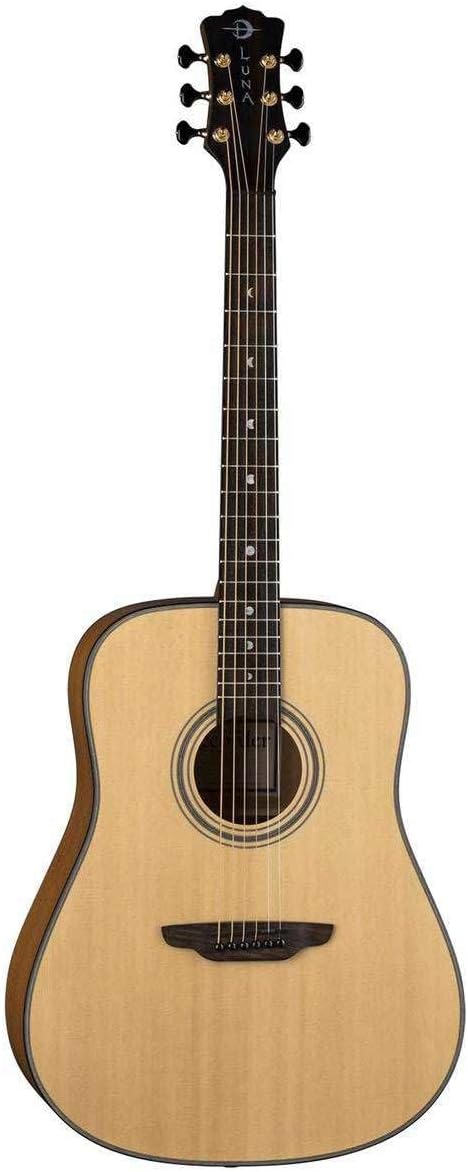 Luna Art Recorder All Solid Wood Dreadnought 6-String Guitar, 21 Frets, 'C' Shape Neck, Rosewood Fretboard, Satin Natural