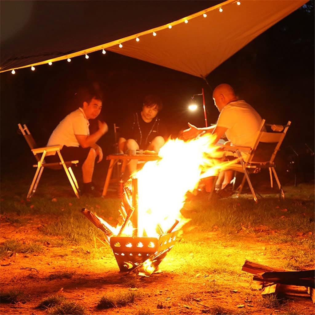 Grills Outdoor Folding Wood Stove Multifunctional Stainless Steel Ultralight Hollow with Grill Outdoor Camping Picnic Bonfire Fire Pit (Size : XXX-Large) (XX)