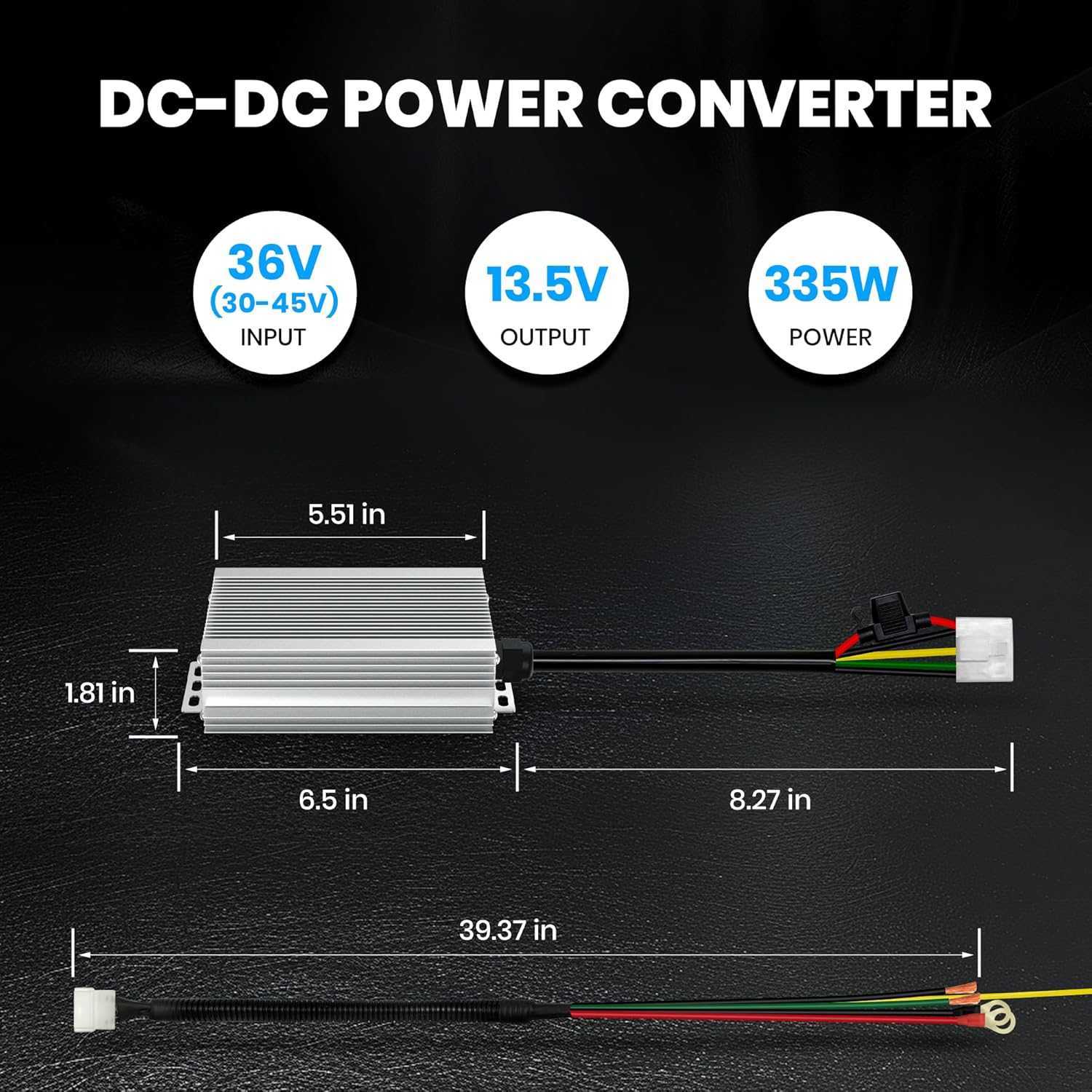 DC to DC Converter 36V 30V-45V to 12V Buck Converter, 25A/335W Voltage Reducer Step Down Converter Transformer for Electric Golf Carts RVs Forklifts Car