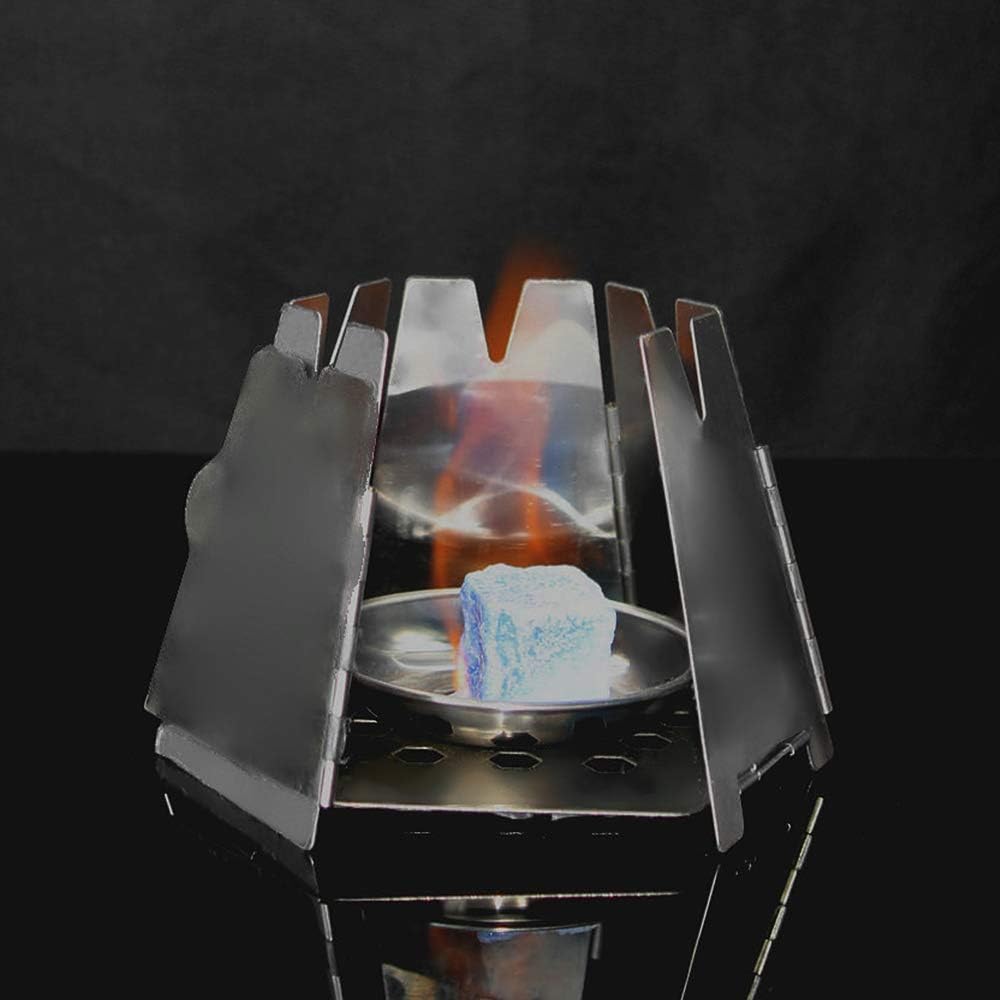 Fire Pit, Stainless Steel Folding Portable Camping Stove with Carry Bag, for Camping Picnic, Backpacking, Cooking