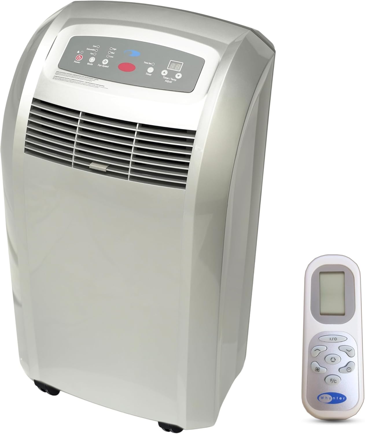 Whynter Portable Air Conditioner 12,000 BTU with Dehumidifier,& Cooling Fan for 400 Sq Ft Rooms, Includes AC Unit Window Kit, ARC-12S (5,000 BTU SACC), Platinum