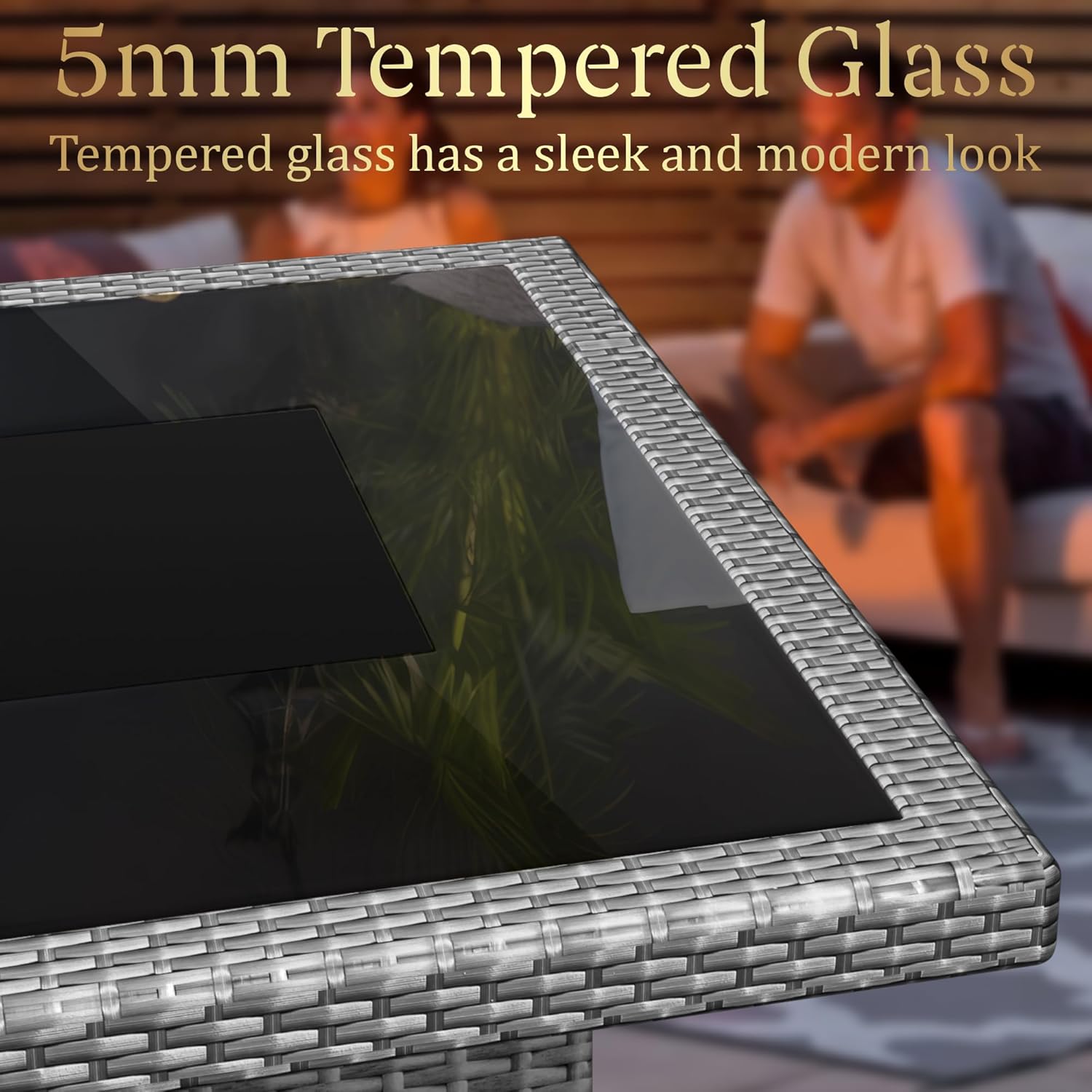 Yoyomax 44-Inch Firepit Table with Hand-Weave Rattan, Aluminum Frame, Wind Guard, Waterproof Cover, and Fire Beads - Perfect for Outdoor Patios, Gardens, and Hotels with 60,000 BTU Flame