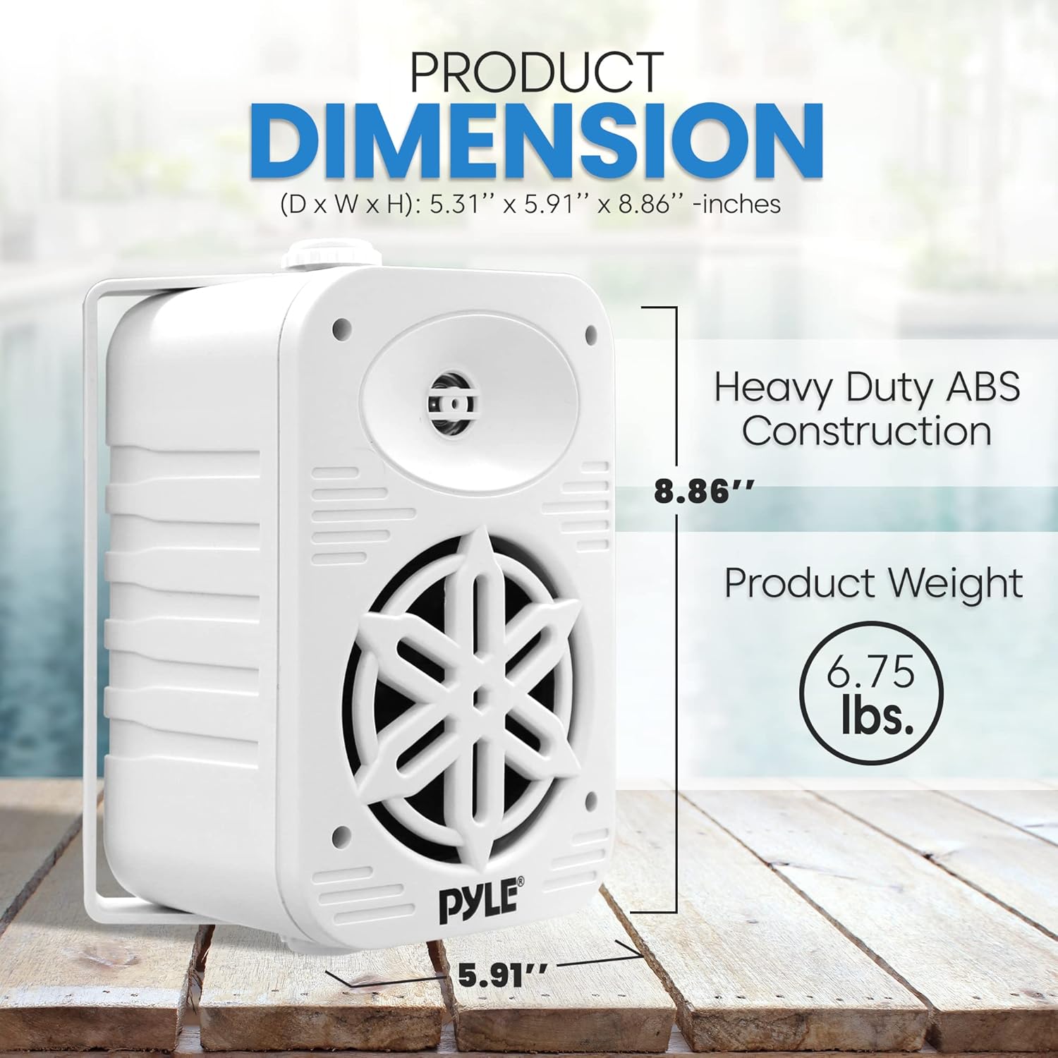 PyleUsa Indoor Outdoor Speakers Pair-500 Watt Dual Waterproof 5.25” 2-Way Full Range Speaker System w/ 1/2”High Compliance Polymer Tweeter - in-Home, Boat, Marine,Deck,Patio,Poolside (White) PDWR55WT