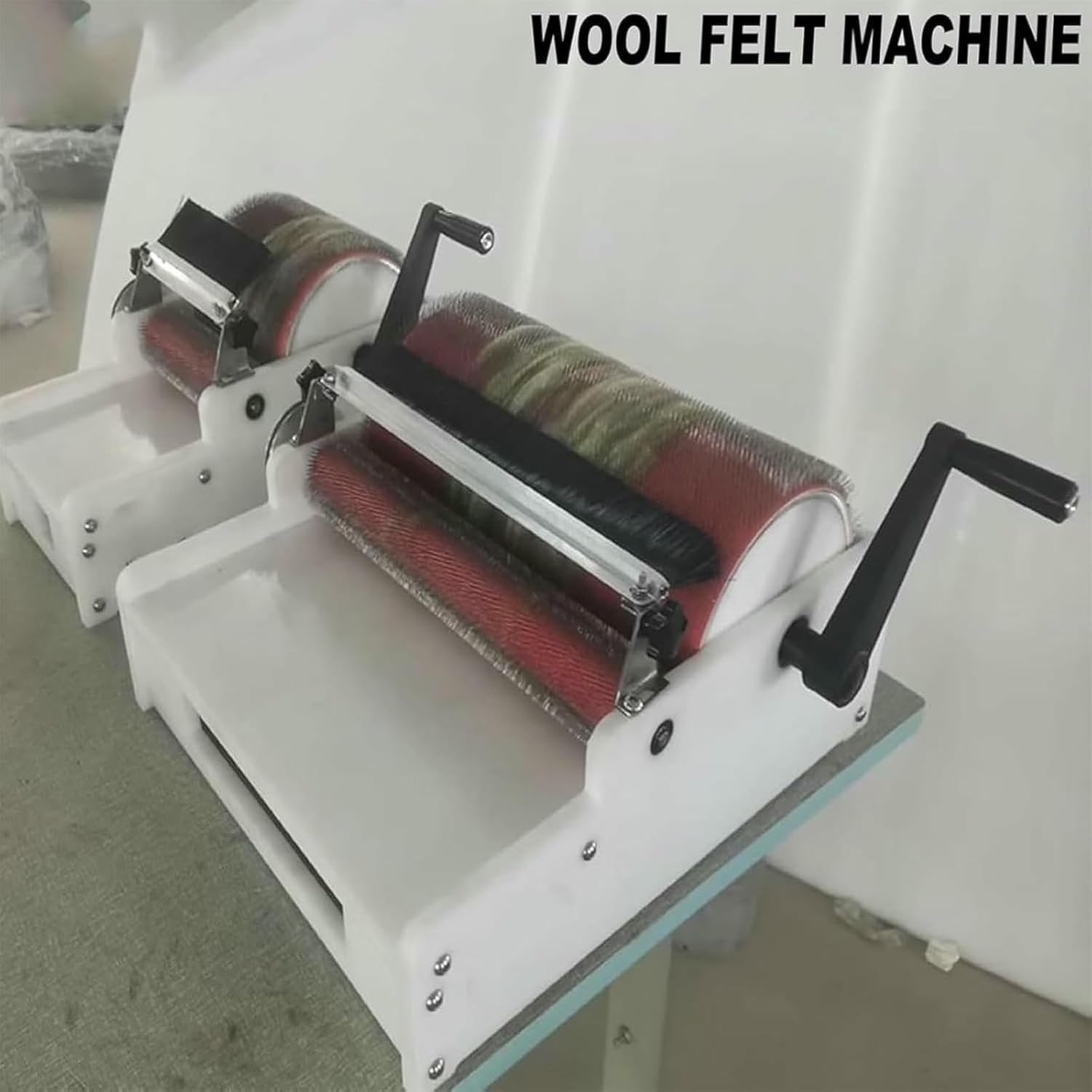 Hand Drum Carder, Manual Wool Carding Machine with Anti-Slip Handle & Aluminum Alloy Speed Change Wheel, Belt Drive & No Electricity Required, for Craft Make Felt Animals~/