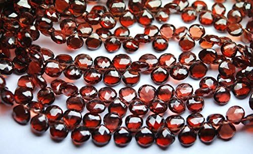 13 inch natural beads strand of 5-6mm faceted heart mozambique garnet gemstone briolletes beads for DIY jewelry - necklace, bracelet, earring, ring.