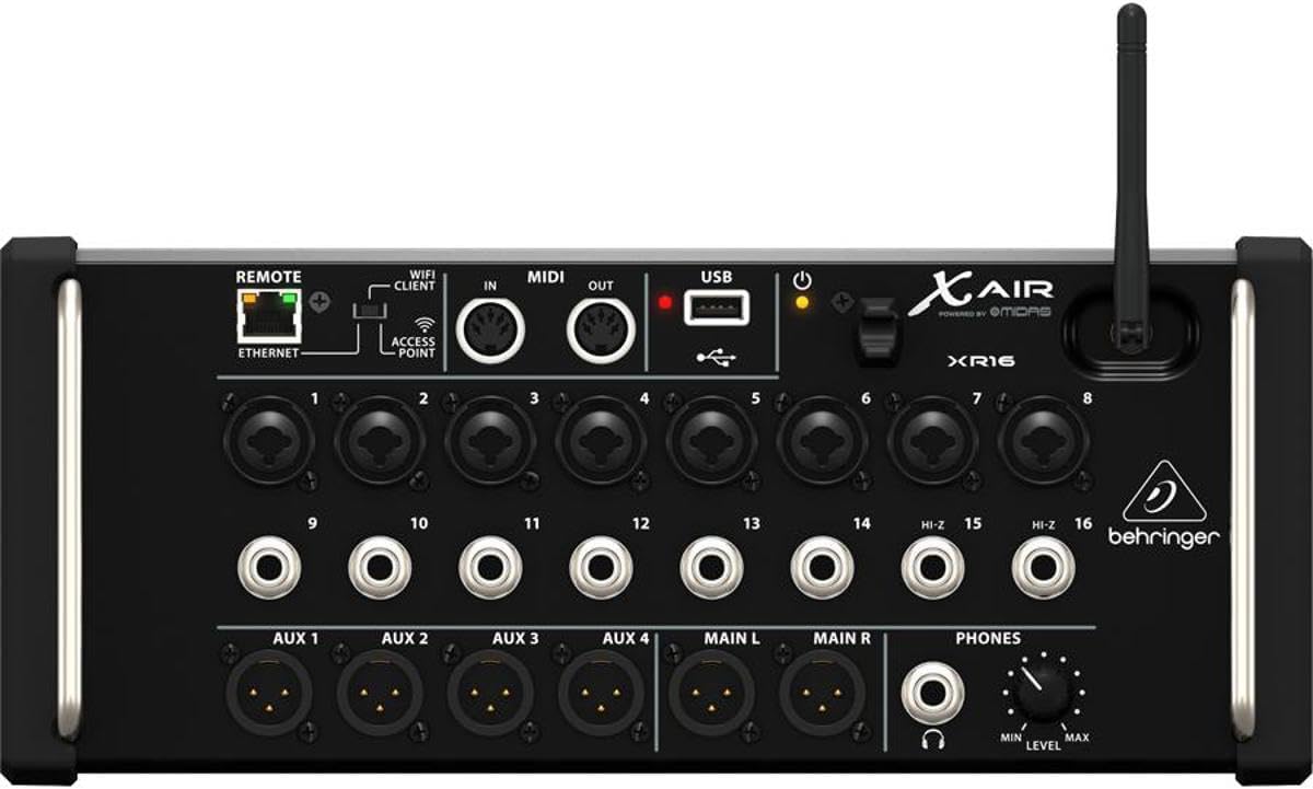 Behringer X AIR XR16 16-Input Digital Mixer for iPad/Android Tablets with 8 Programmable Midas Preamps, 8 Line Inputs, Integrated Wifi Module and USB Stereo Recorder