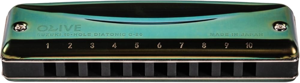 Suzuki C-20-AB Olive 10-Hole Diatonic Harmonica, Key of Ab