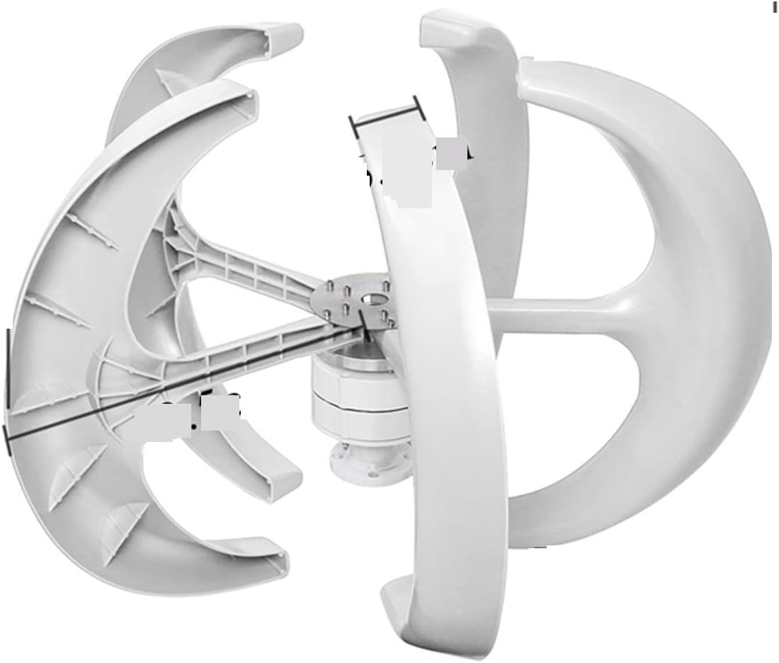 Wind Turbine Generator, Wind Power Turbines Generator 5KW 12/24/48V 5 Blades Generator Lantern Wind turbines Vertical Axis for Streetlight Controller,Generator Motor(White,with Controller_12V)
