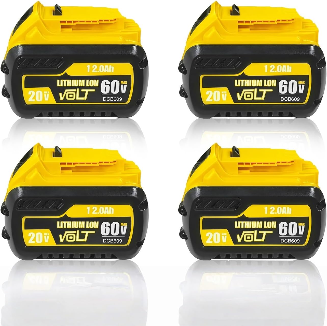 20V Battery 12.0Ah, Replacement for DEWALT 20V Battery DCB200 DCB201 DCB203 DCB204 DCB205 DCB207, for DCD DCF DCG DCM DCS DCH DCR DCE Series Cordless Power Tools 4 Pack