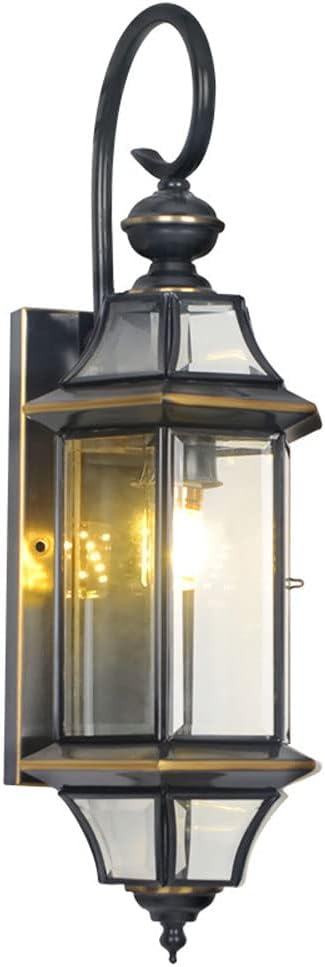 Lighting Outdoor Wall Lantern Outside Fixture, European Style Full Copper IP55 Waterproof Door Wall Sconce, for E26 Balcony, Corridor, Villa, Courtyard, Aisle Simple Wall Light