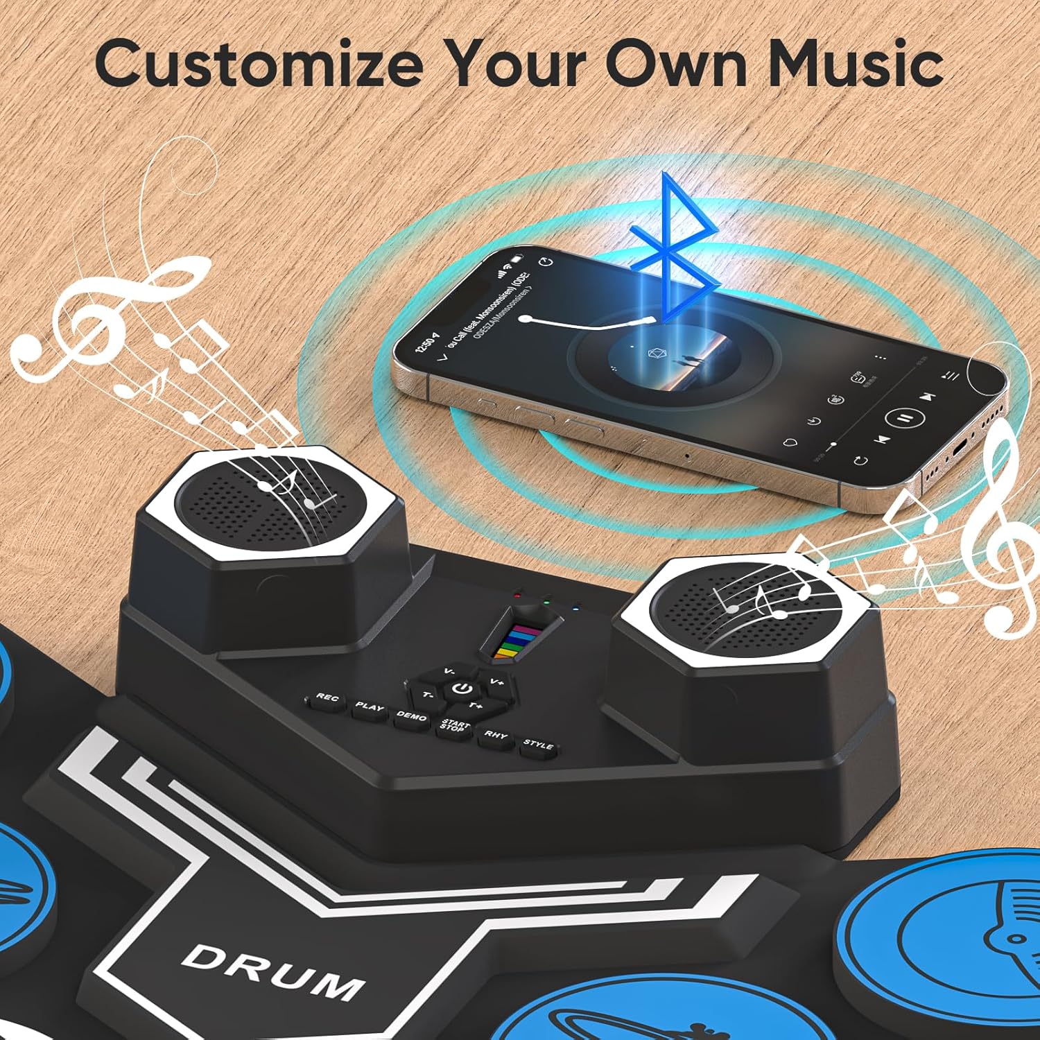 Electric Drum Set, 9 Drums Portable Practice Pad, Electronic Drum Kit with Built in Speakers, Drum Sticks, Headphone Out Jack, Christmas Birthday Gifts for Kids and Adults