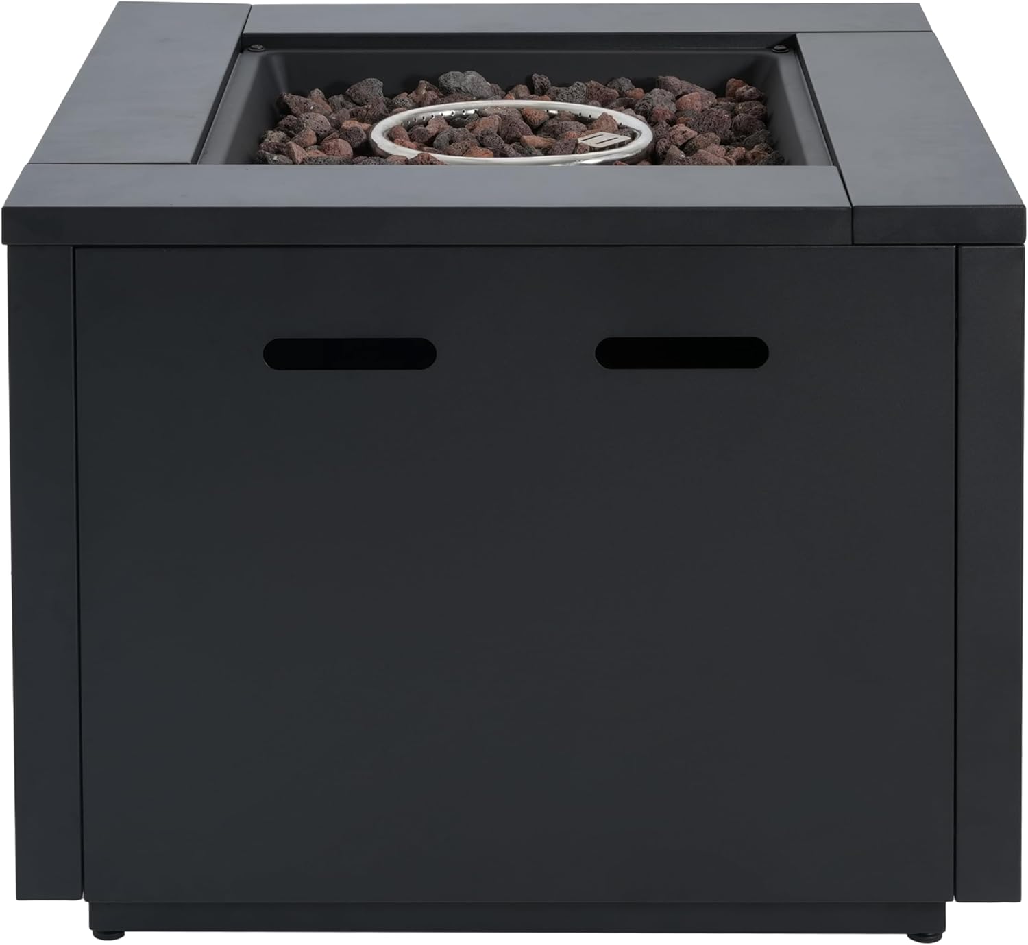 30 Inch Square Propane Fire Pit Table, 40,000 BTU Outdoor Steel Fire Pit in Black for Patio, Portable Gas Fire Pits for Outside Backyard Garden Deck Use with Cover & Lava Rocks, Only Table -N410B