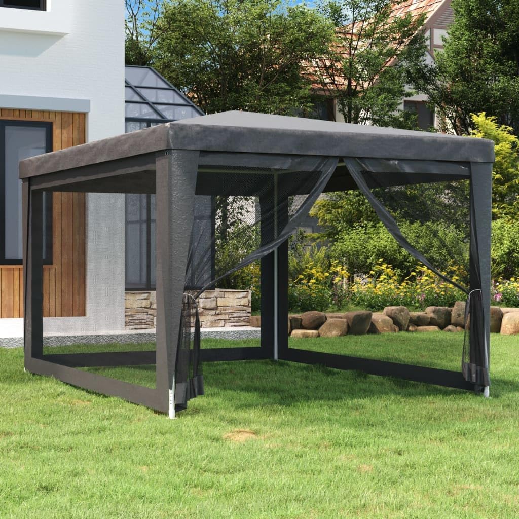 Party Tent with 4 Mesh Sidewalls Anthracite 9.8'x13.1' HDPE,Premium Party Gazebo with Durable Iron Frame and WaterResistant Canopy for Outdoor Events Outdoor Structures, Outdoor Canopies, Gazebos