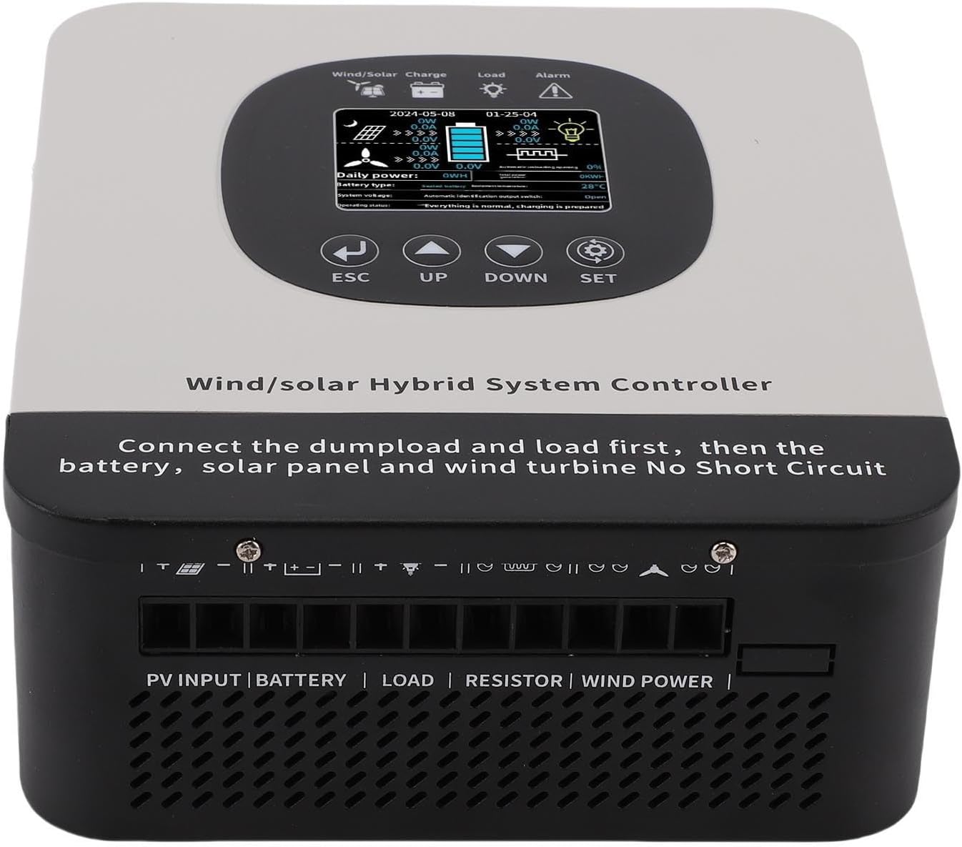 Fafeicy Wind Solar Hybrid Charge Controller 1200W Wind 800W Solar Panel Regulator with MPPT PWM LCD Display for Home Boat Street Light