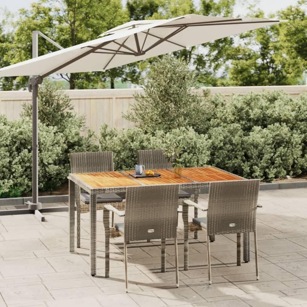 Furniture Sets 5 Piece Patio Dining Set with Cushions Gray Poly Rattan,Modern Rattan Dining Set with Comfortable Chairs for Patio and Garden Use Garden Conversation Sets