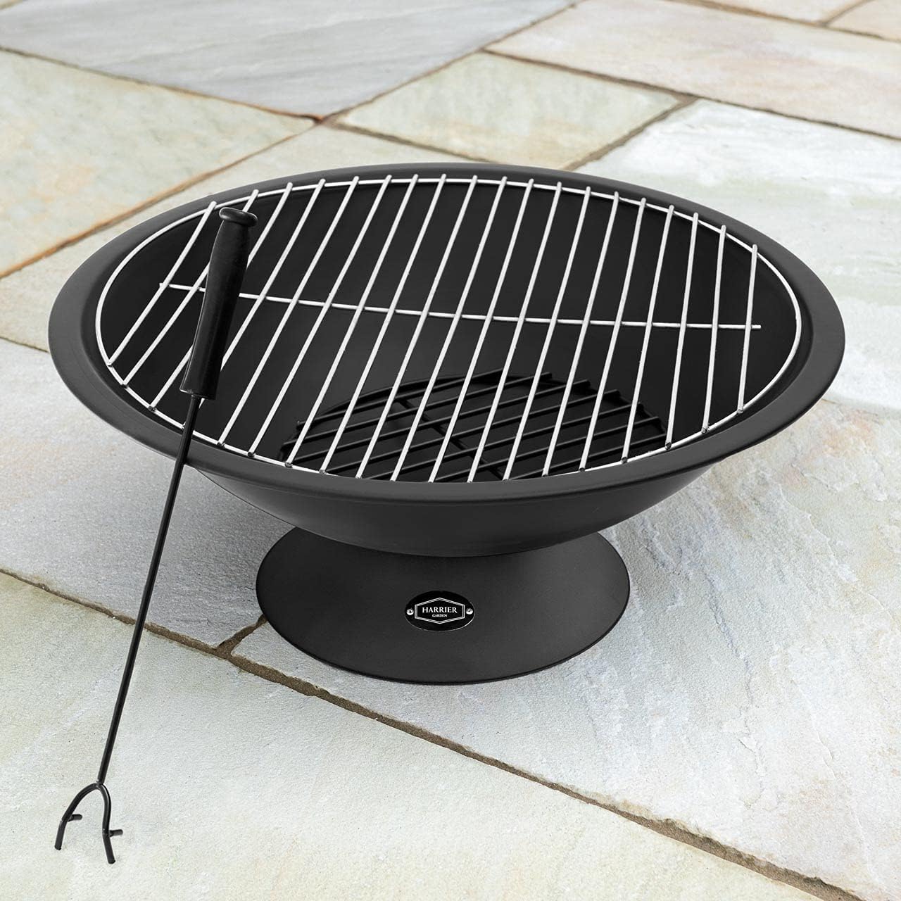 Harrier Outdoor Fire Pits - 5 Styles | Wood & Charcoal | Optional Grill Upgrade | Stylish Fire Bowls (22in)