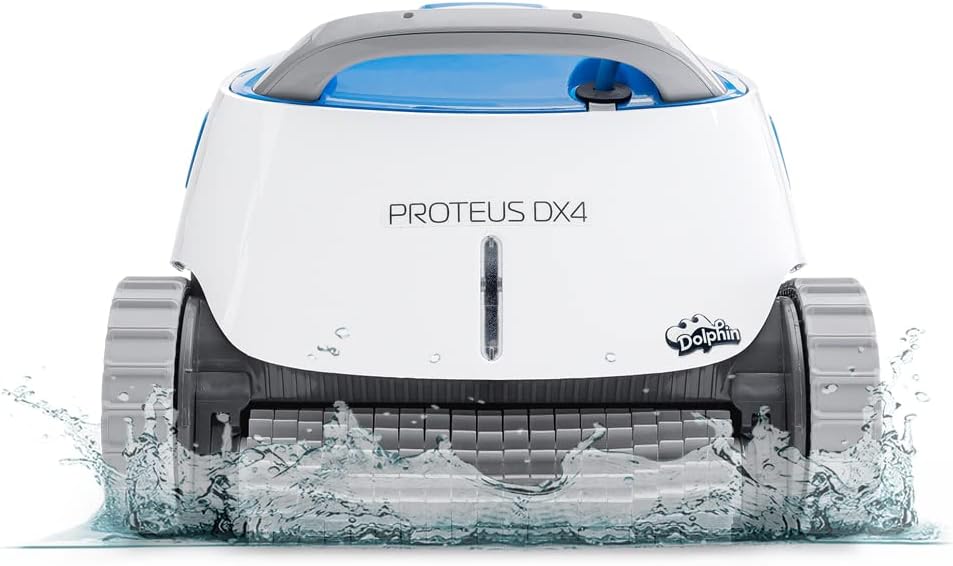 Dolphin Proteus DX4 Automatic Robotic Pool Vacuum Cleaner, Wall Climbing, Waterline Scrubber Brush, Ideal for In-Ground Pool up to 50 FT in Length