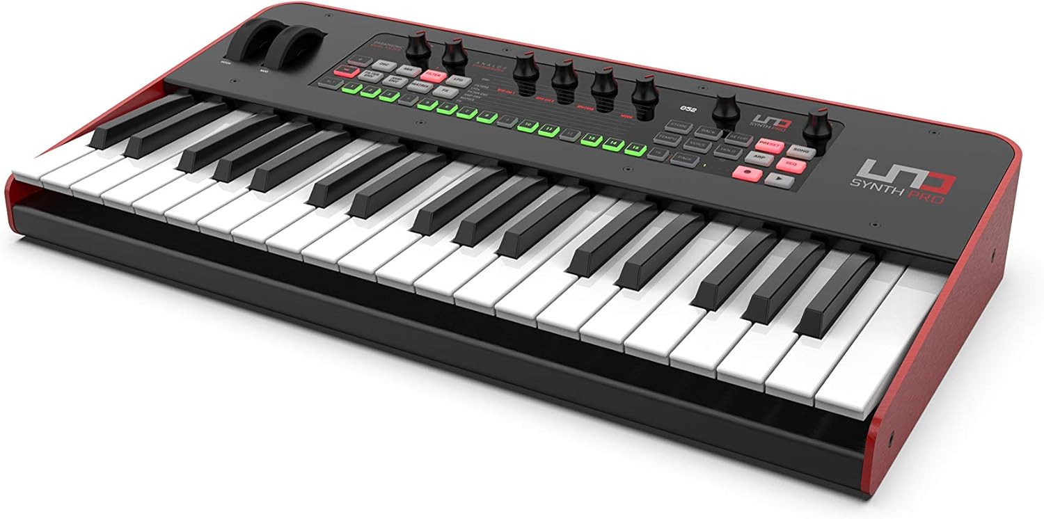 IK Multimedia UNO Synth Pro 3 oscillator monophonic analog synthesizer 37-key synth weighted FATAR keybed, multi-mode filter, arpeggiator, 64-step sequencer, audio input, full USB, MIDI, CV controls