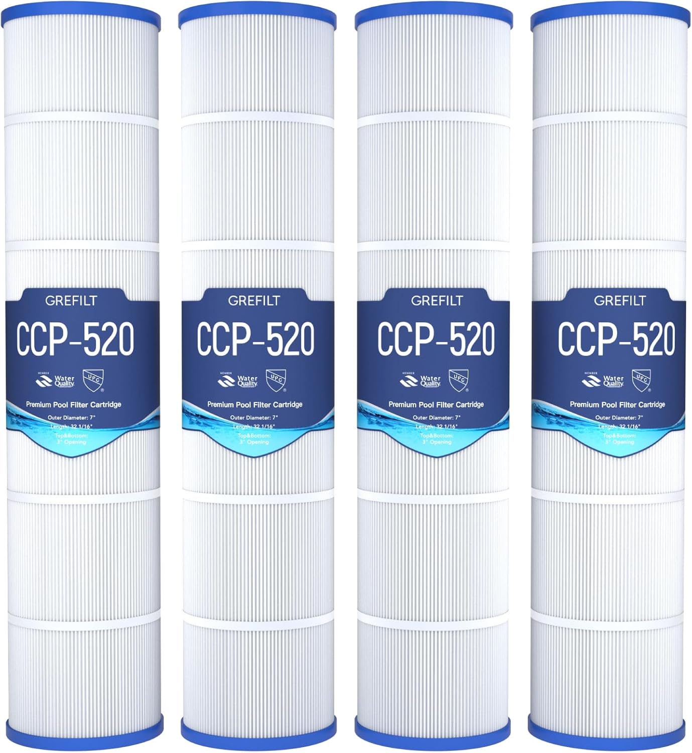 4-Pack CCP520 Pool Filter Cartridges, Compatible with Pentair Clean & Clear Plus 520, Replaces Pentair R173578, Pleatco PCC130, 520 sq.ft