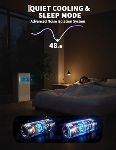 Portable Air Conditioner, 8000 BTU Air Conditioner for Bedroom with 3 in-1 Cooling AC Portable Air Conditioner for Room with Sleep Mode, Ventless Floor Air Conditioner, 3 Speeds Fan