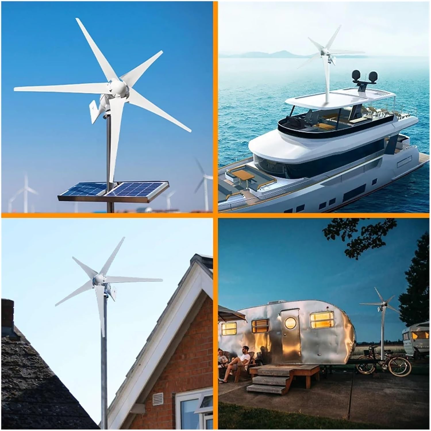 Wind Turbine Generator Kit, Wind Turbine 200W 12 24V 48V Automatic Frequency Conversion Waterproof Household Wind Turbine High Conversion Rate for Hybrid Solar Wind System(24V)
