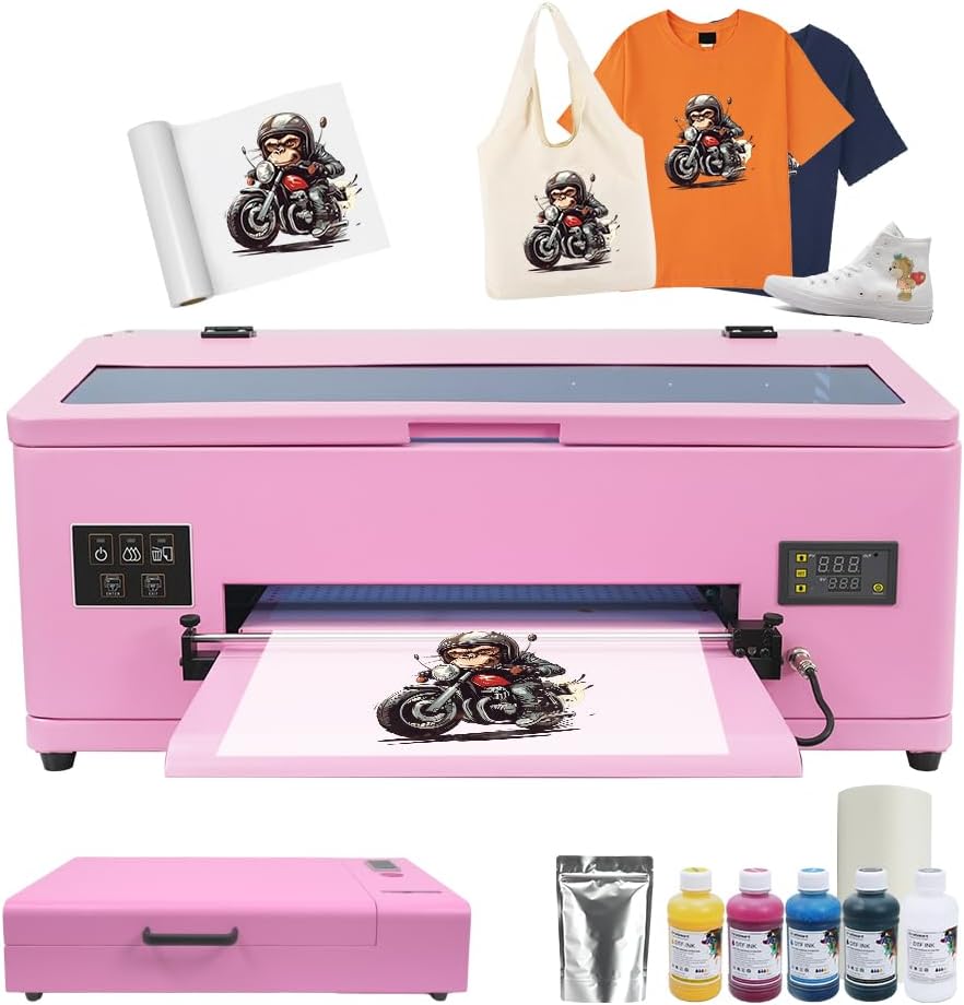 A3 DTF Printer L1800 Transfer Printing Machine 100% Transfer Rate for DIY Print T-Shirts, Leather, Other Textile (A3 Printer + Software + 5x250ml Ink + 1 Roll Film)