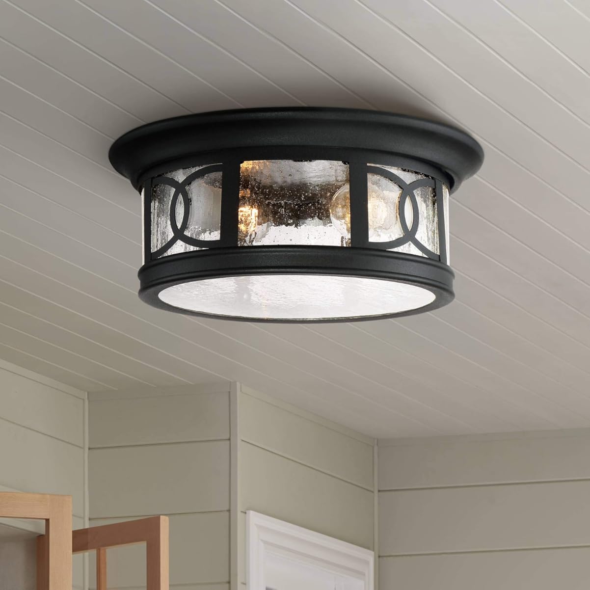 John Timberland Capistrano Mission Flush-Mount Outdoor Ceiling Light Fixture Black 12