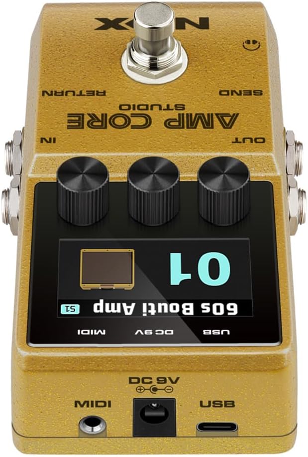 NUX Amp Core Studio Guiar Effect Pedal, IR CABINET with Classic Amp Sounds, 3 Scene Modes, HD Color LCD Screen, IR Pedal