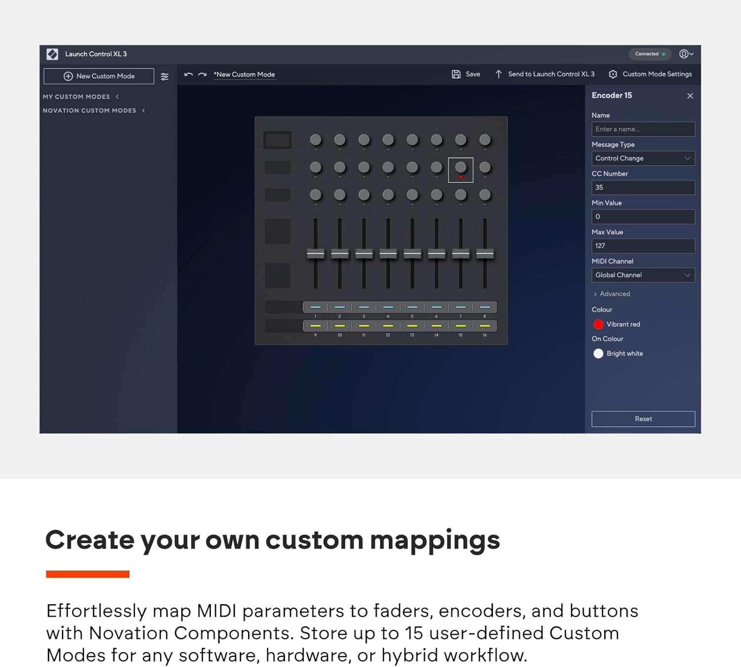 Novation Launch Control XL 3 – USB Powered, MIDI Control Surface and Mixer for DAW and Hardware Integration with 8 Faders, 24 Endless Encoders, 5-Pin MIDI I/O, and Music Software Bundle