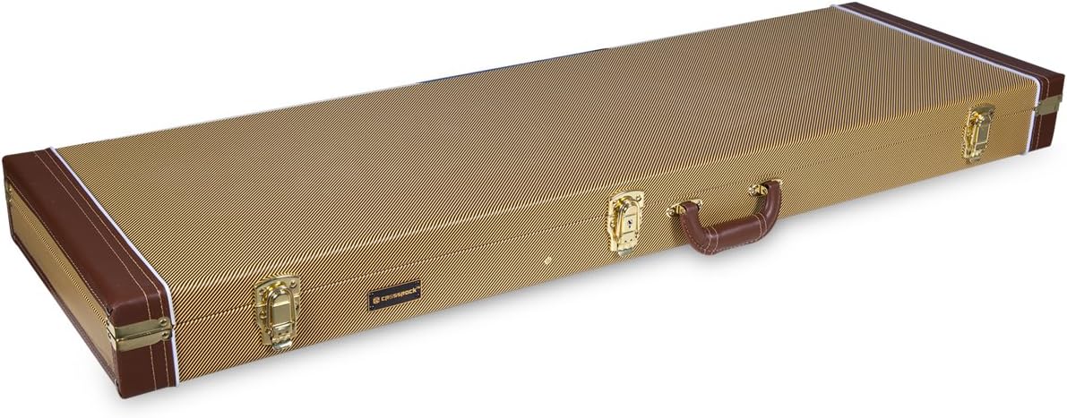 Crossrock Wood Case Fits Electric Bass Guitars-Vinyl Tweed (CRW620BTW)