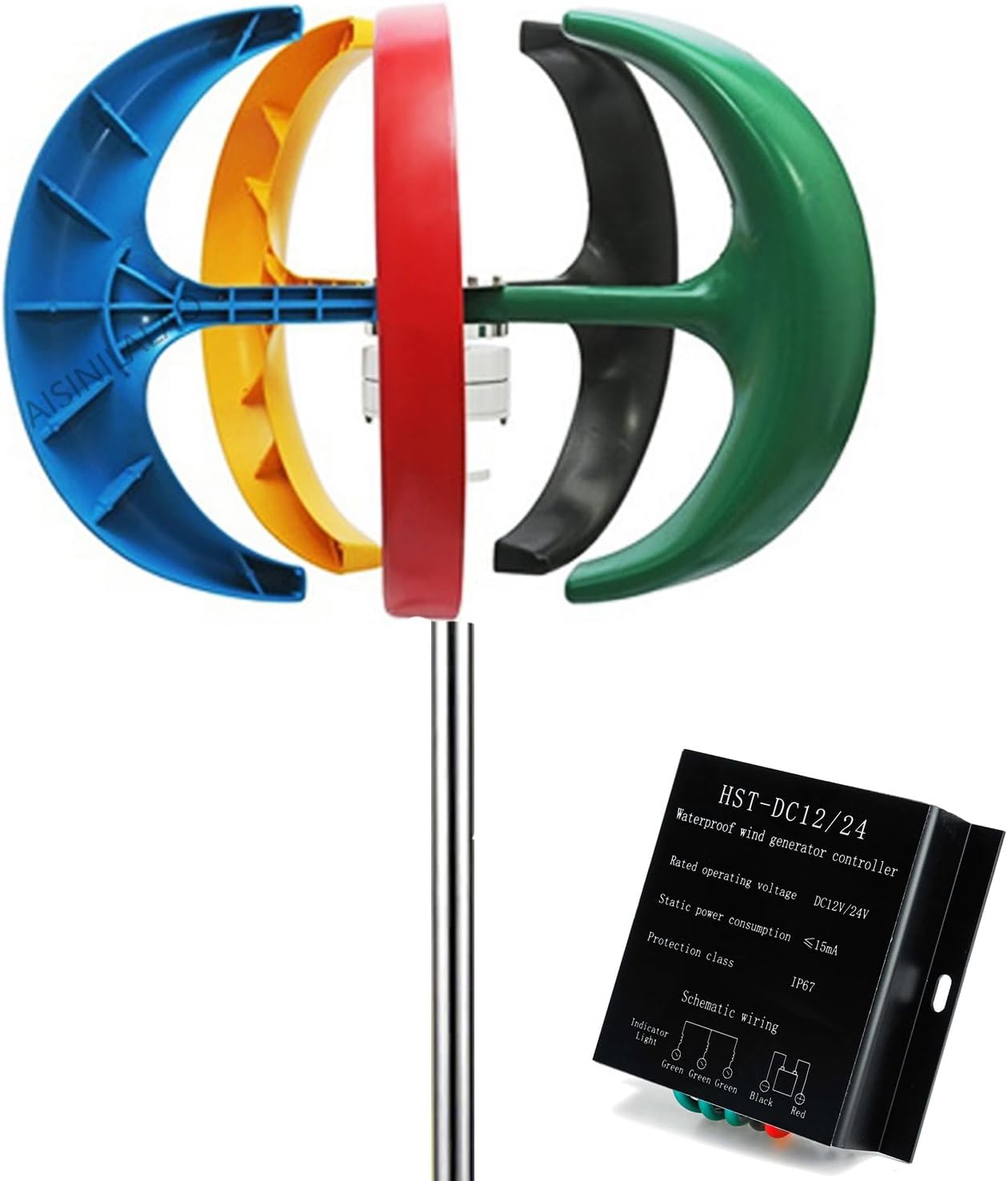 12V/24V/48V 1000W-3000W Vertical Axis Wind Turbine,No Noise Vertical Permanent Magnet Wind Turbine Generator(5 Blades)