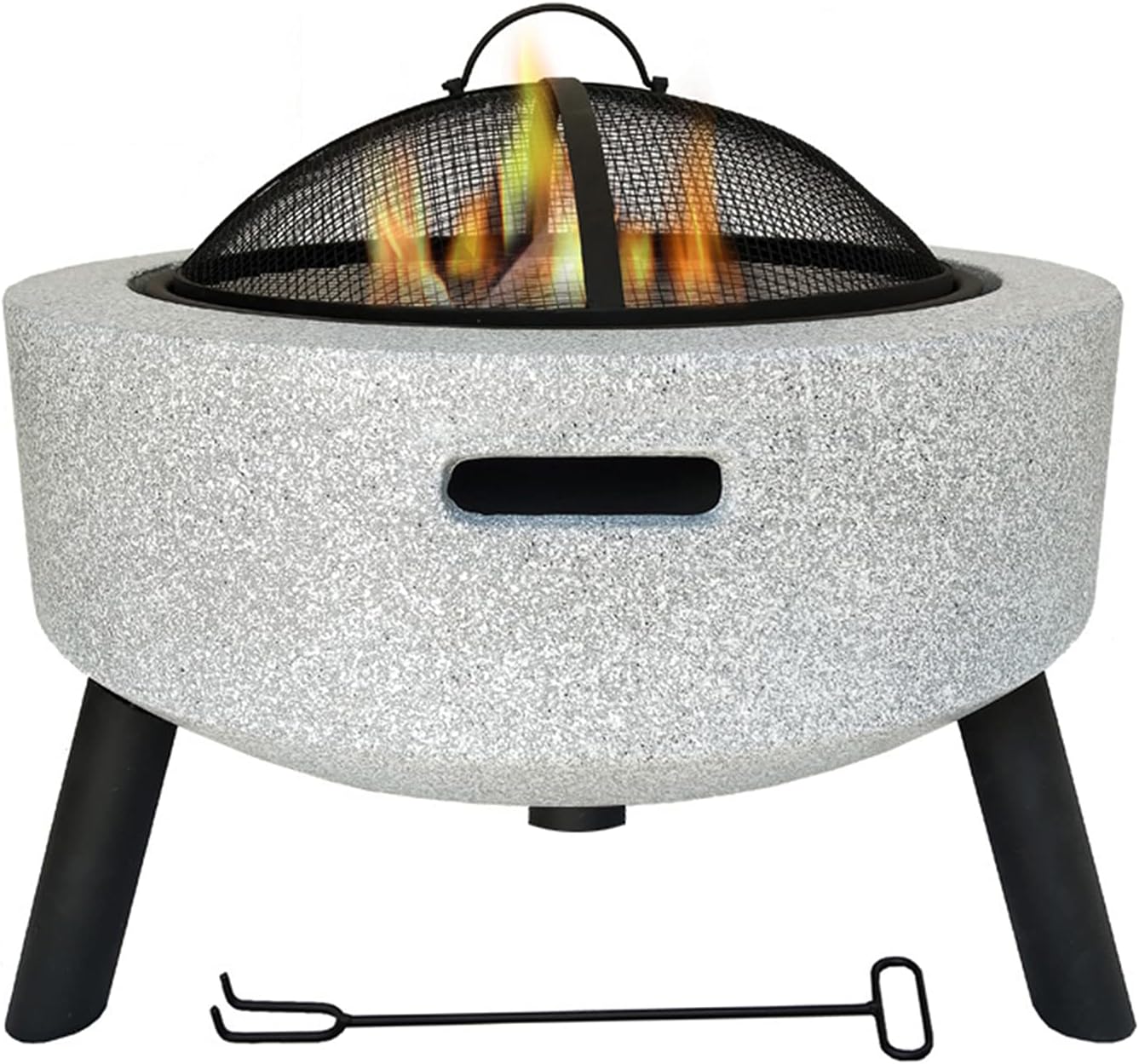 Wood Burning Fire Pit Backyard Patio Garden Fireplace BBQ Grill Bowl with Grill Grate 2 in 1 Fireplace for Bonfire Barbecue in The Wild for Camping Outdoor Heat, White