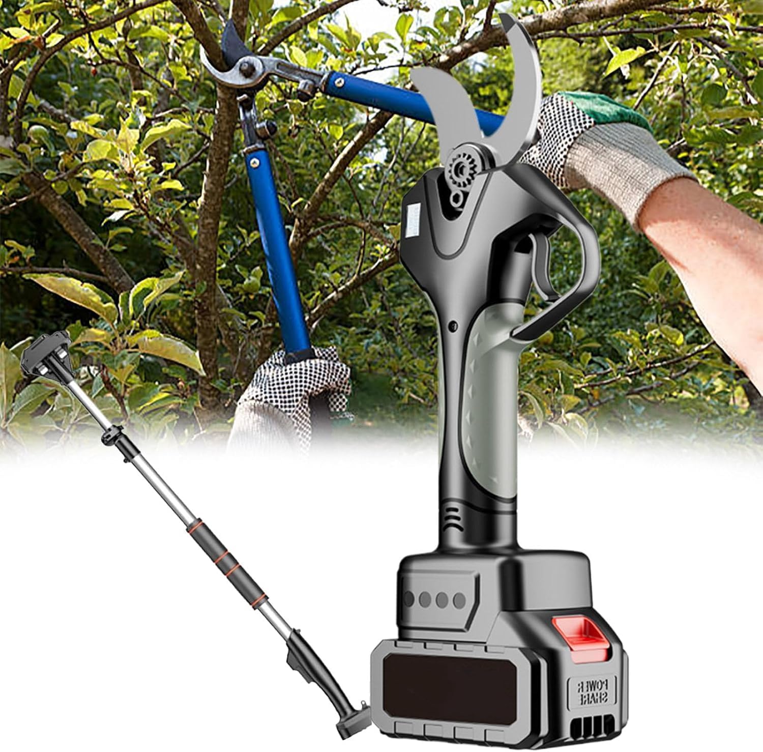 Electric Pruning Shears, Professional Cordless Pruning Shears with LCD Display, with 2 PCS Rechargeable 1500mA Battery, 3Inch Cutting Diameter