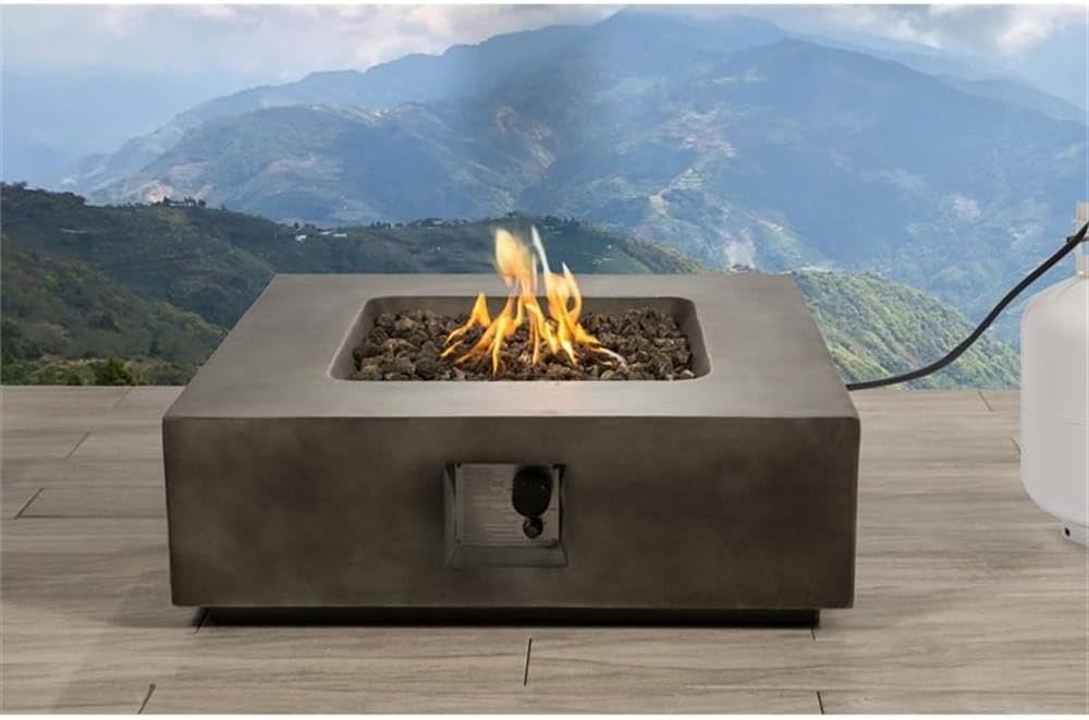 Living Source International Propane and Natural Gas Fire Pit Table in Charcoal
