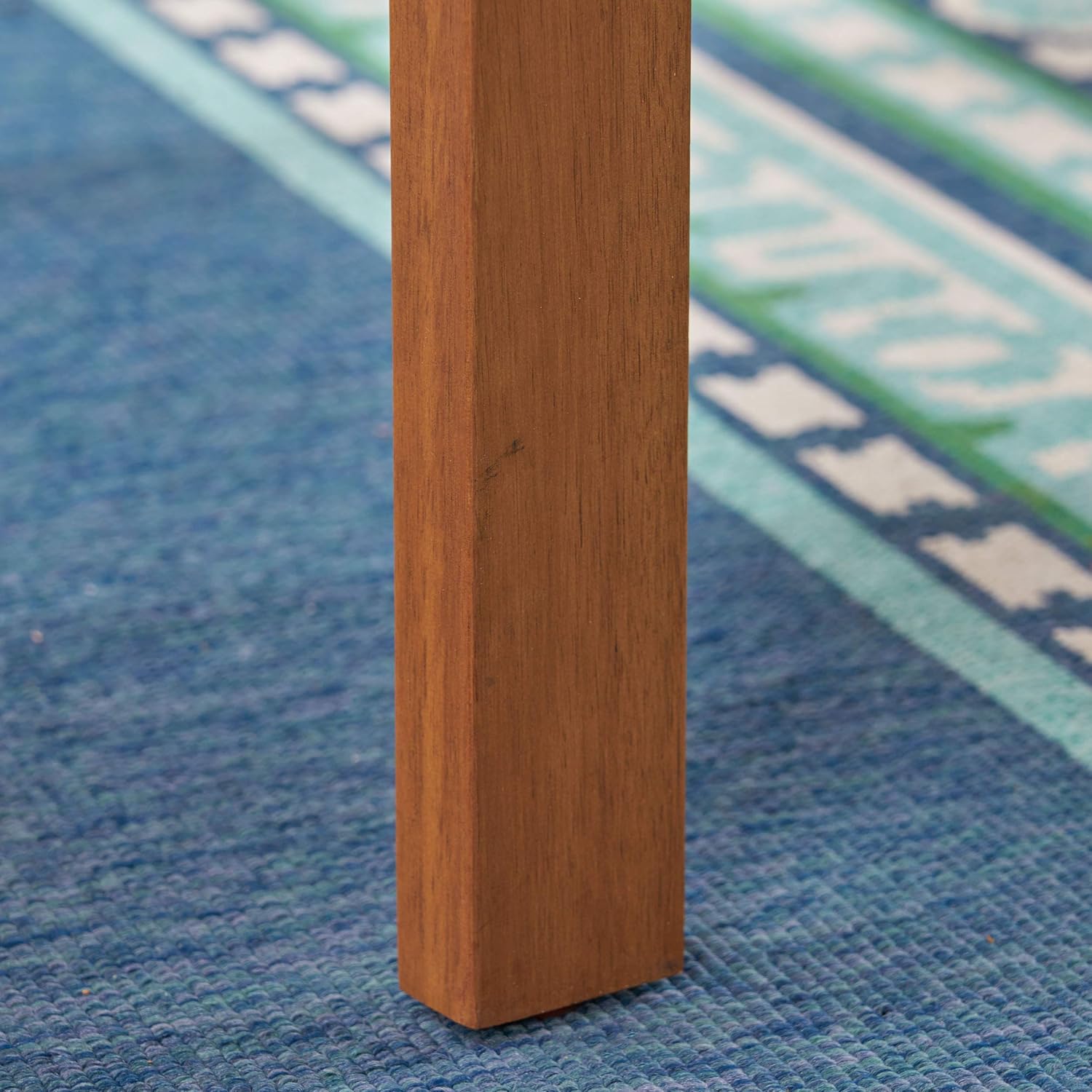 GDFStudio Outdoor 4-Seater Acacia Wood Club Chairs with Firepit, Brown Patina Finish and Dark Teal and Wood Pattern