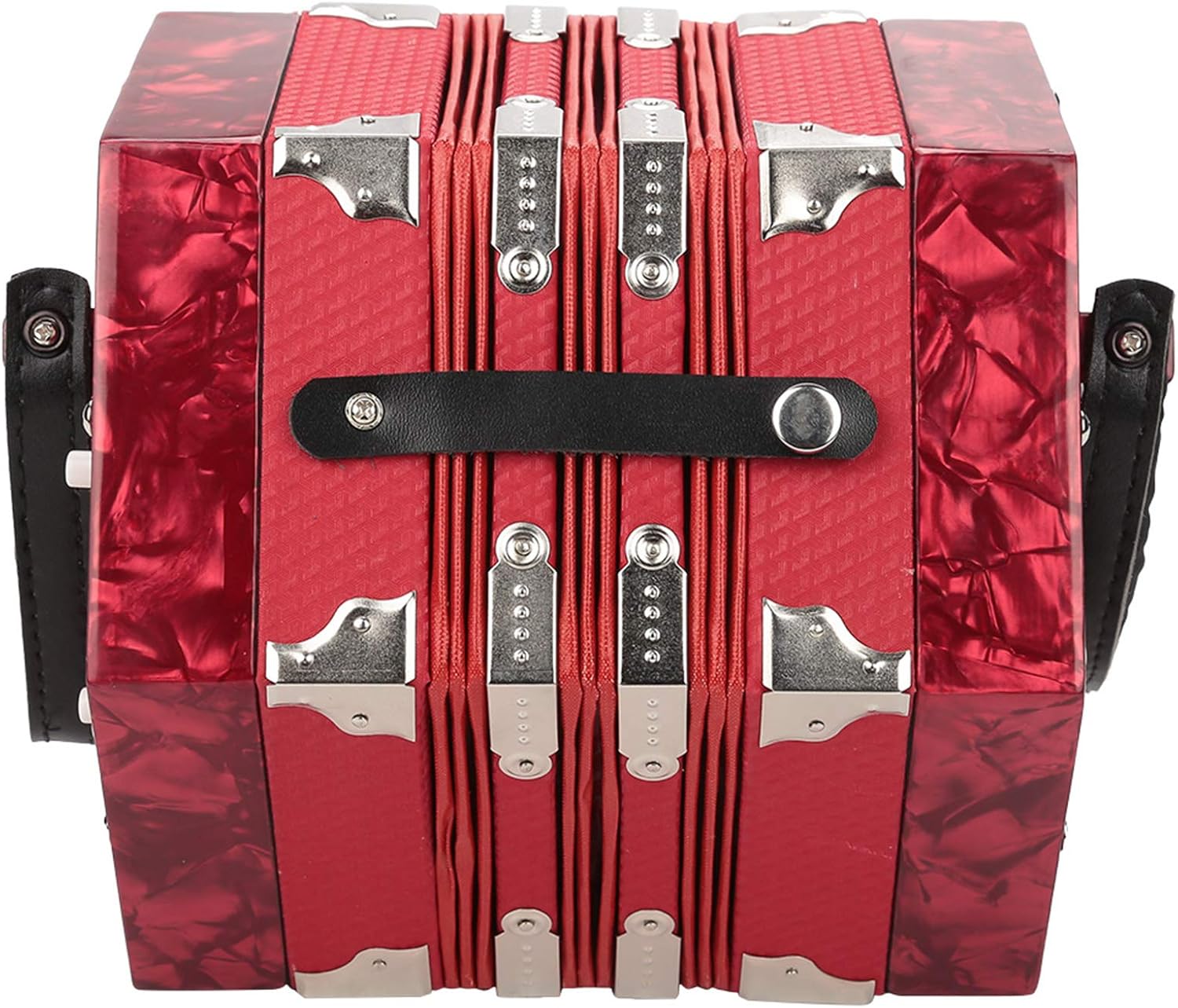20 Buttons Accordion, ABS Concertina Accordion Lightweight Instrument Acordion Concertina with 2 Arm Straps Convenient Handle, Bag Included (Red)
