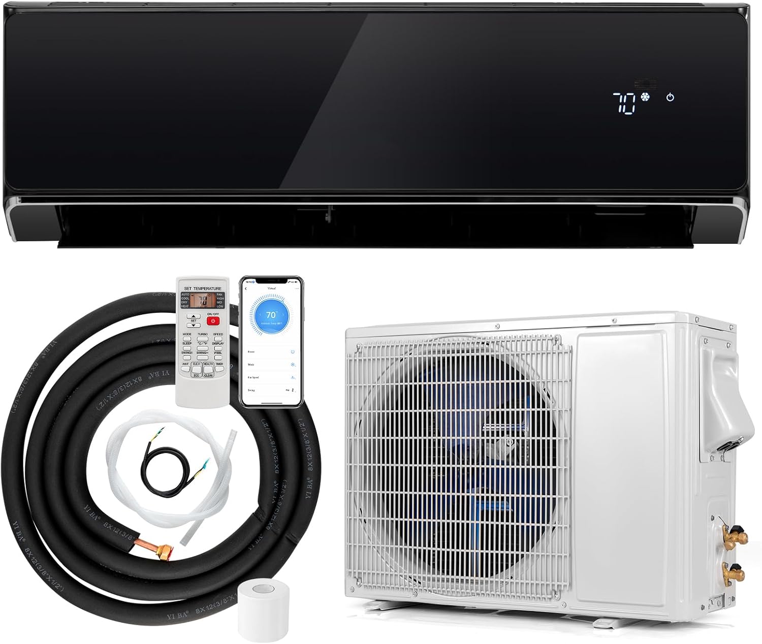 ARLIME 22000 BTU Wifi Enabled Mini Split Air Conditioner & Heater, 21 SEER2 208-230V Inverter AC Unit Cools Rooms up to 1500 Sq. Ft., Energy Efficient Split Wall AC w/Heat Pump & Installation Kit