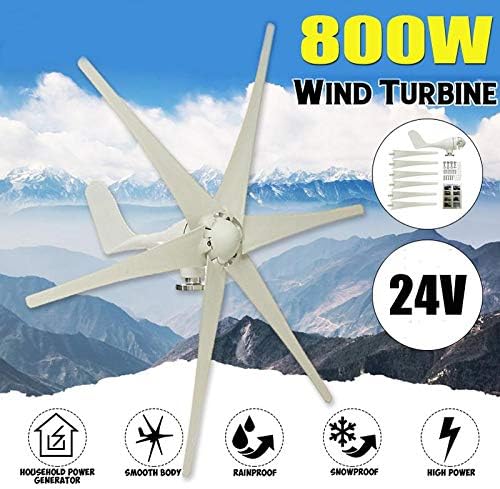 800W 12V/24V/48V 6 Blades Nylon Fiber Wind Turbines Generator Horizontal Wind Generator Windmill Energy Turbines Charge for Home,12v