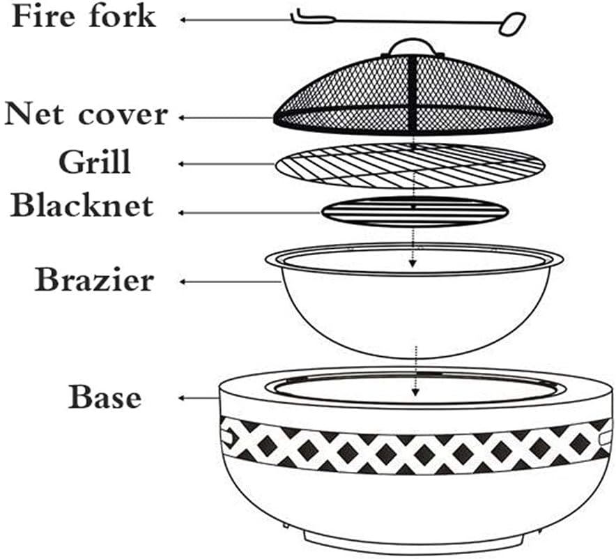 Garden Fire Pit Outdoor Party BBQ Fire Pit Barbecue Grill,Grill Shelf, Fire Bowl for Material Grill Camping Bowl BBQ Grill Barbecue Rack