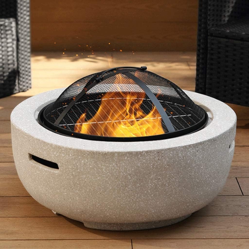 Fire pits Outdoor Fire Pit - Large Bonfire Wood Burning Patio & Backyard Firepit for Outside with Spark Screen, Poker, and Round Fireplace Cover Fire Pit