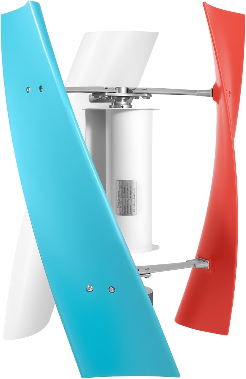 400W 12V Wind Turbine Generator Kit, 3 Blades Wind Power Generator with Controller, Vertical Wind Generator for Home, Boats, Street Lighting