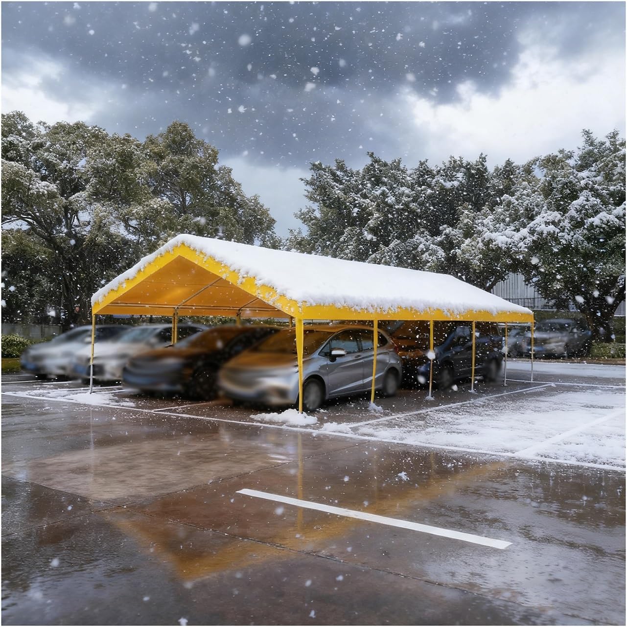 Large Heavy Duty Carports for All-Weather Wind & Snow Protection Outdoor Carport Canopy for Car Tractor Truck(Yellow)