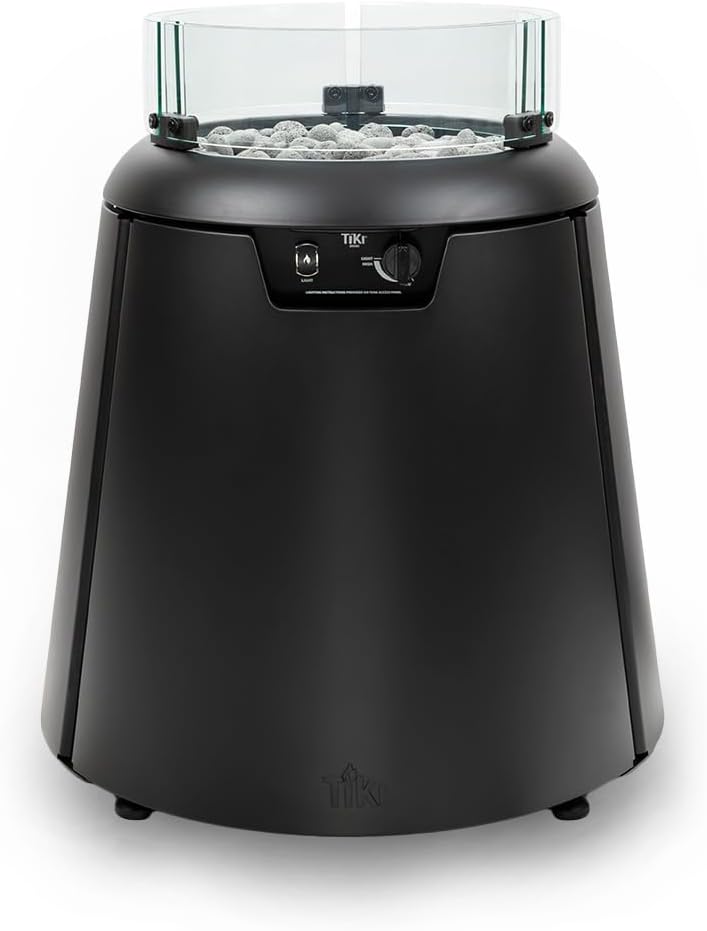 TIKI Customizable Propane Fire Pit with Glass Surround, 40,000 BTU 28.5