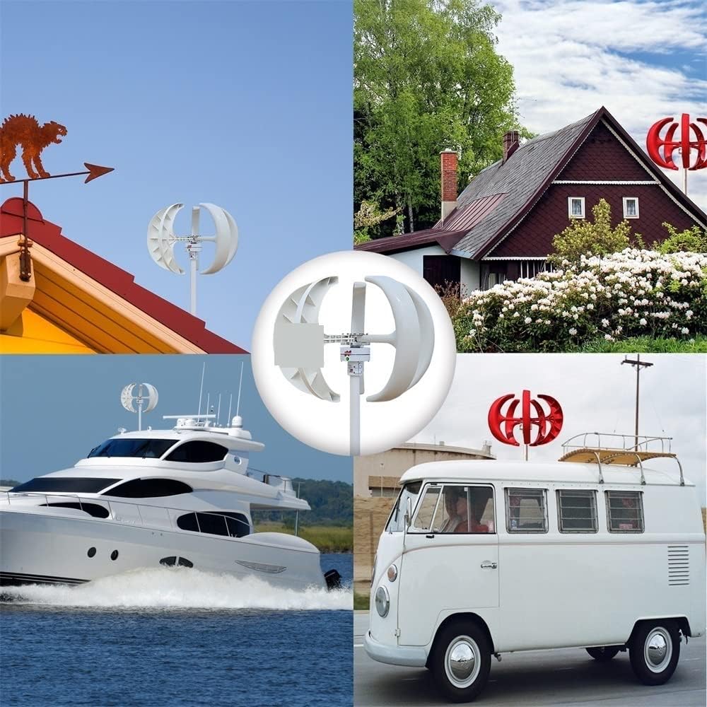 Wind Turbine, 400W AC 12v 24V Vertical Wind Turbine Generator Home 2M/S Low Speed Windmill with MPPT Controller for Battery Street Light,for Home, Farm, RVs, Boats(White,12V)