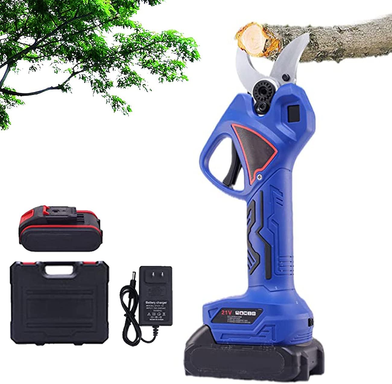 Cordless Electric Pruning Shears Kit,Garden Electric Secateurs Branch Cutters,with Rechargeable Lithium Battery,40MM Cutting Diameter for Orchard,Bush,Branch,1xbattery