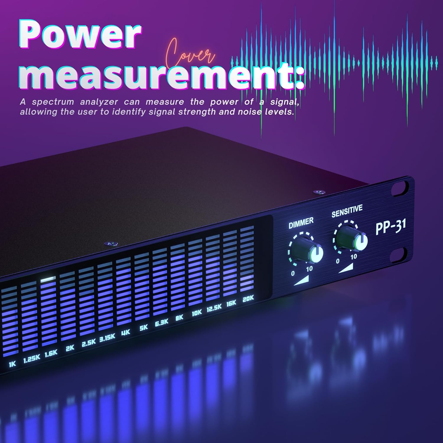 BDS PP-31 Digital Audio Spectrum Analyzer Display 31-Band Music Spectrum VU Meter (1U Rack Mount+Blue)