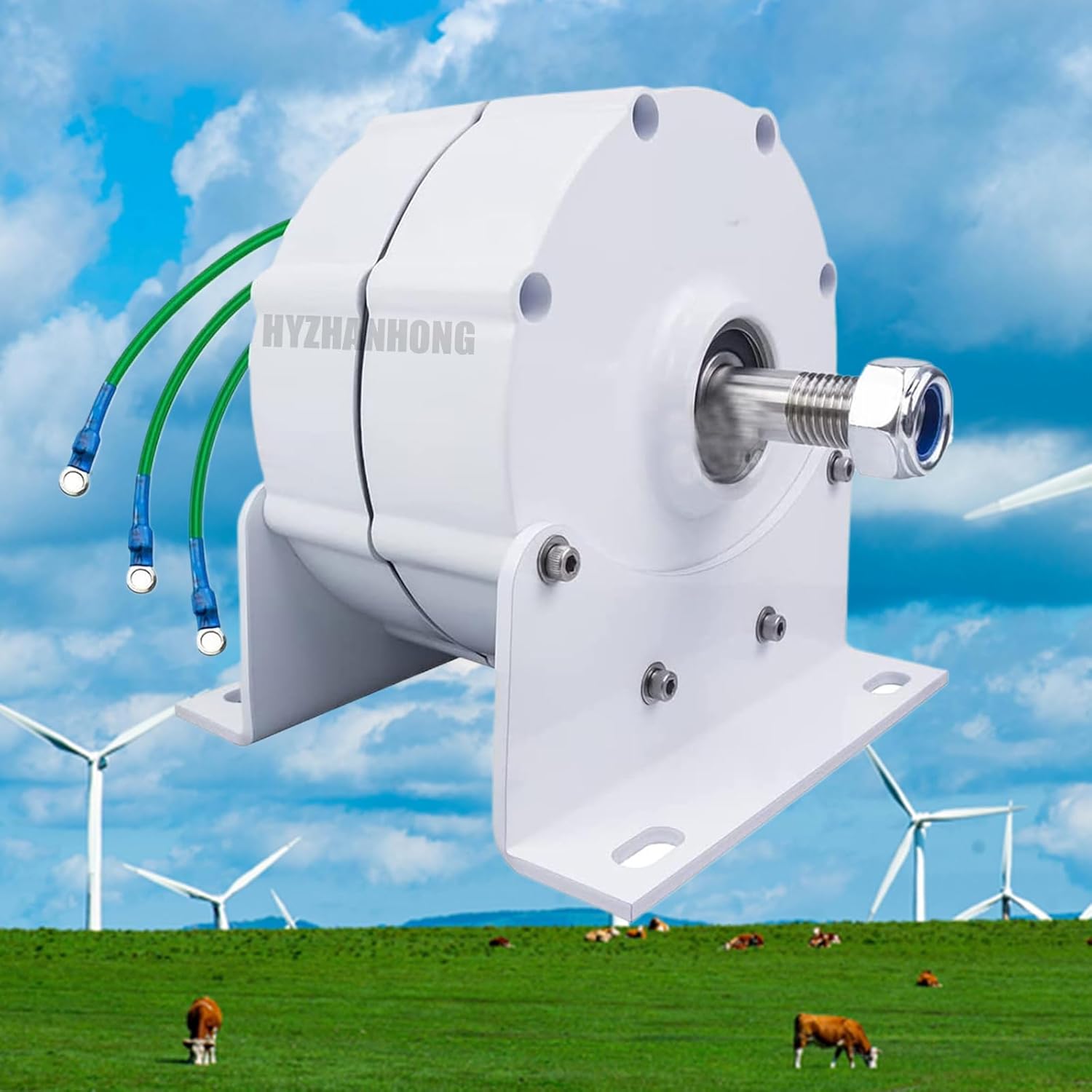 Low Speed Permanent Magnet Generator,12000W AC 12V 24V 48V 220V Gearless Wind Turbine Generator with Base Suitable for Hydraulic/Wind Turbines