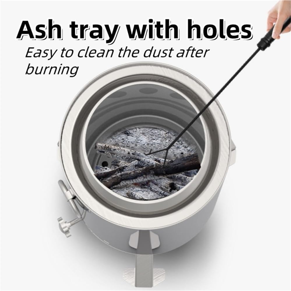 Small Smokeless Fire Pit, Firepit with Foldable Support Legs, Fire Pits for Outside Wood or Charcoal Burning, Double Layer Stainless Steel Tabletop Fire Pit(Silver)