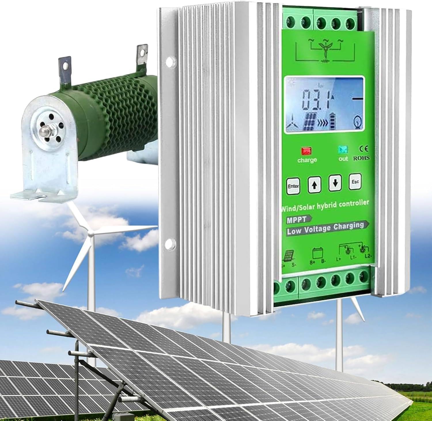 Wind Turbine Solar Hybrid Mppt Charge Controller,Battery Off Grid Controller,Wind Turbine Generator,Solar Panel Auto Regulator 48V-3000W