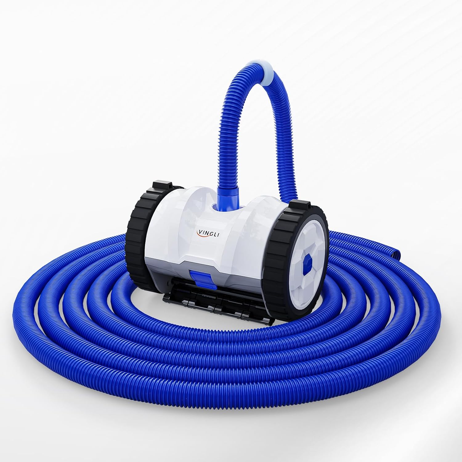 VINGLI Pro Auto Pool Cleaner – Advanced Suction Vacuum for Inground/Above Ground Pools – 40FT Hose, Quiet & Efficient Cleaning – Navy Blue & White
